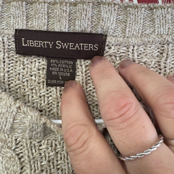 Men's Patterned Crewneck Sweater - Brown and Cream - Picture 7 of 8